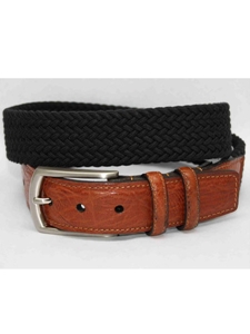 Torino Leather Italian Woven Cotton Elastic Belt - Black 69509 - Resort Casual Belts | Sam's Tailoring Fine Men's Clothing