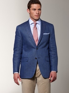 Hart Schaffner Marx Blue Herringbone Sportcoat 736-206719-764 - Sportcoats | Sam's Tailoring Fine Men's Clothing