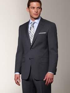 Hart Schaffner Marx Grey/Blue Stripe Suit 164764704183 - Suits | Sam's Tailoring Fine Men's Clothing