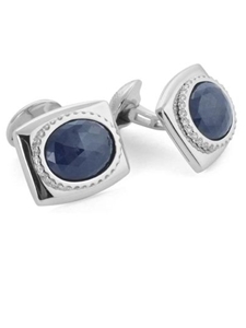Tateossian London 18 Karat Precious Cufflinks - Blue Sapphire, White Diamonds & White Gold CL1232 - 18k Carat Gold Cufflinks | Sam's Tailoring Fine Men's Clothing