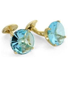 Tateossian London 18 Karat Precious Cufflinks - Blue Topaz Chalice Cut & Yellow Gold CUF1561 - 18k Carat Gold Cufflinks | Sam's Tailoring Fine Men's Clothing