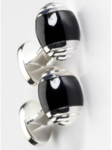 Classic Split Oval Onyx .925 Sterling Silver Cufflinks LC1162 - Robert Talbott Cufflinks | Sam's Tailoring Fine Men's Clothing