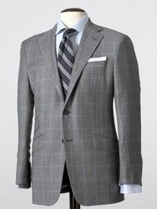 Hickey Freeman Tailored Clothing Mahogany Collection Charcoal Flannel Plaid Suit B17025303009 - Suits | Sam's Tailoring Fine Men's Clothing