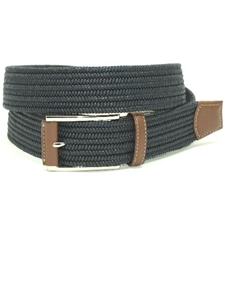 Torino Leather Italian Mini Woven Cotton Stretch - Navy 65500 - Resort Casual Belts | Sam's Tailoring Fine Men's Clothing