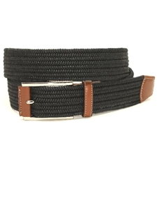 Torino Leather Italian Mini Woven Cotton Stretch - Black 65509 - Resort Casual Belts | Sam's Tailoring Fine Men's Clothing