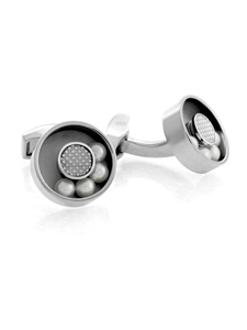 Tateossian London RT Roto Moto Round - Rhodium with Pearls CL2714 - Cufflinks | Sam's Tailoring Fine Men's Clothing