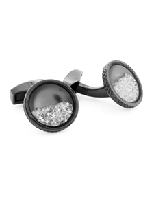 Tateossian London RT Diamond Dust - Gun metal & White Diamond CL2082 - Cufflinks | Sam's Tailoring Fine Men's Clothing