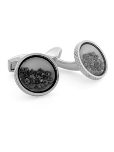 Tateossian London RT Diamond Dust - Rhodium & Black Diamond CL2705 - Cufflinks | Sam's Tailoring Fine Men's Clothing