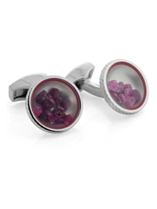 Tateossian London RT Rock And Rough - Rhodium Ruby CL2360 - Cufflinks | Sam's Tailoring Fine Men's Clothing