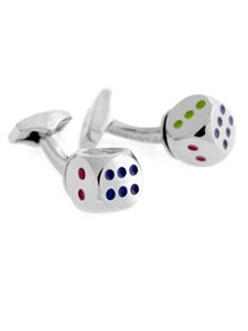 Tateossian London RT Mechanical Real Dice - Rhodium Multi-Colour BTS8029 - Cufflinks | Sam's Tailoring Fine Men's Clothing