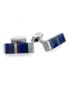 Tateossian London RT Tablet Striped - Shades of Blue CL2691 - Cufflinks | Sam's Tailoring Fine Men's Clothing