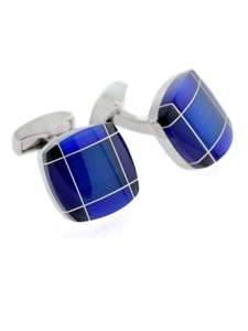 Tateossian London RT Tartan Fusion Cufflinks - Blue & Navy Blue BTS9142 - Cufflinks | Sam's Tailoring Fine Men's Clothing