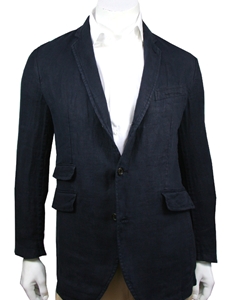 Robert Talbott Navy Ventana Linen Soft Jacket JKT19-04 - Outerwear | Sam's Tailoring Fine Men's Clothing
