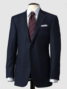 Mahogany Collection Navy Stripe Suit - Hickey Freeman |  SamsTailoring |  Sam's Fine Men's Clothing