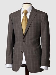Hart Schaffner Marx Light Brown Windowpane Suit 131630216064 - Suits | Sam's Tailoring Fine Men's Clothing