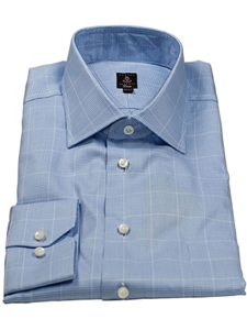 Robert Talbott Air Superiority Blue with White Window Pane Plaid Estate Dress Shirt F9638B3U - Spring 2015 Collection Dress Shirts | Sam's Tailoring Fine Men's Clothing