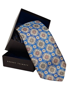 Robert Talbott Blue With Brown/Black And Yellow/Floral Print Best of Class Tie 56620E0-01 - Spring 2013 | Sam's Tailoring Fine Men's Clothing