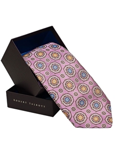 Robert Talbott Light Pink/Sky Blue/Gold/Circle Floral Print Best of Class Tie Floral Print Best of Class Tie 20130525-D3Q_8400 - Spring 2013 | Sam's Tailoring Fine Men's Clothing