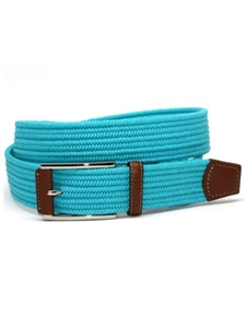 Torino Leather Italian Mini Woven Cotton Stretch - Turquoise 65504 - Resort Casual Belts | Sam's Tailoring Fine Men's Clothing