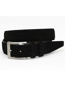Torino Leather Italian Sueded Calfskin Belt - Black 54450 - Resort Casual Belts | Sam's Tailoring Fine Men's Clothing