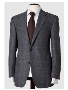 Hickey Freeman Tailored Clothing Mahogany Collection Grey with Blue Windowpane Sportcoat 035502006A04 - Suits | Sam's Tailoring Fine Men's Clothing