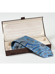 Robert Talbott Sky Blue Floral Design 7 Fold Tie 51405M0-05 - Seven Fold Ties | Sam's Tailoring Fine Men's Clothing