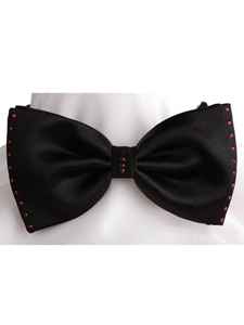 Italo Ferretti Black Plain 7 cm with Red Swarovski D003 - Fall 2013 Collection Bow Ties | Sam's Tailoring Fine Men's Clothing