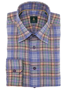 Robert Talbott Blue Medium Spread Collar Check Trim Fit Sport Shirt TUM14103-01 - Spring 2015 Collection Sport Shirts | Sam's Tailoring Fine Men's Clothing