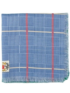 Robert Talbott Blue Glenn Plaid Estate 1950 Self Fringe Pocket Square 21651-07 - Spring 2015 Collection Pocket Squares | Sam's Tailoring Fine Men's Clothing