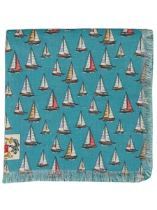 Robert Talbott Teal Sailboat Estate 1950 Self Fringe Pocket Square 21799-02 - Spring 2015 Collection Pocket Squares | Sam's Tailoring Fine Men's Clothing