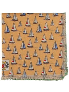 Robert Talbott Gold Sailboat Estate 1950 Self Fringe Pocket Square 21799-03 - Spring 2015 Collection Pocket Squares | Sam's Tailoring Fine Men's Clothing