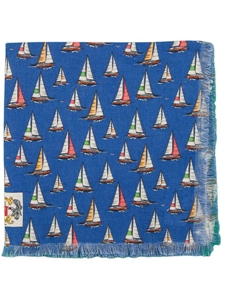 Robert Talbott Navy Sailboat Estate 1950 Self Fringe Pocket Square 21799-04 - Spring 2015 Collection Pocket Squares | Sam's Tailoring Fine Men's Clothing