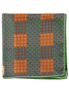 Robert Talbott Orange Silk Printed Patchwork 16½-Inch Pocket Square 30275-05 - Spring 2015 Collection Pocket Squares | Sam's Tailoring Fine Men's Clothing