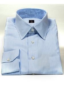 Robert Talbott Sky Blue Striped Medium Spread Collar Estate Dress Shirt F8059A3U-SAM6685 - Spring 2015 Collection Dress Shirts | Sam's Tailoring Fine Men's Clothing