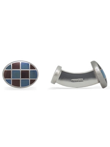 Ocean Oval Grid Enamel Cufflink LC1278-01 - Robert Talbott Cufflinks | Sam's Tailoring Fine Men's Clothing