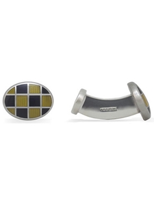 Gold Oval Grid Enamel Cufflink LC1278-03 - Robert Talbott Cufflinks | Sam's Tailoring Fine Men's Clothing