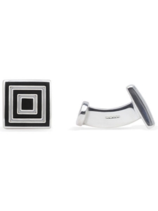 Robert Talbott Black Silver Concentric Square Cufflink LC1276-03 - Spring 2014 Collection Cufflinks | Sam's Tailoring Fine Men's Clothing