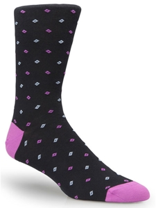 Black/Grey Mini Diamond Sky Ankle High Sock TA1106C1-01 - Robert Talbott Socks Footwear | Sam's Tailoring Fine Men's Clothing