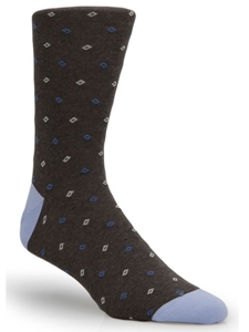 Brown Blue Mini Diamond Sky Ankle High Sock TA1106C4-01 - Robert Talbott Socks Footwear | Sam's Tailoring Fine Men's Clothing
