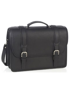 Aston Leather Black Double Compartment Briefcase 212-BC - Spring 2016 Collection Business and Travel Essentials | Sam's Tailoring Fine Men's Clothing