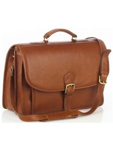 Aston Leather Tan Briefcase with Front Gusseted Pocket 215-BC - Spring 2016 Collection Business and Travel Essentials | Sam's Tailoring Fine Men's Clothing