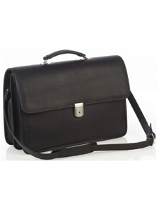Aston Leather Black Oversized Multi-Compartment Briefcase 266-BC - Spring 2016 Collection Business and Travel Essentials | Sam's Tailoring Fine Men's Clothing