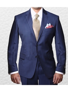 IKE Behar Bold Blue Pin Stripe Fully Lined Notched Lapel 20061802-430 - Suits | Sam's Tailoring Fine Men's Clothing