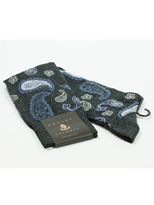 Black with Paisley Design Wool Sock SAMSUITGALLERY-65 - Robert Talbott Socks Footwear | Sam's Tailoring Fine Men's Clothing