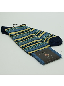 Blue Gray Stripes Wool Sock SAMSUITGALLERY-72 - Robert Talbott Socks Footwear | Sam's Tailoring Fine Men's Clothing