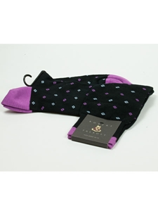 Black and Magenta Wool Sock SAMSUITGALLERY-73 - Robert Talbott Socks Footwear | Sam's Tailoring Fine Men's Clothing