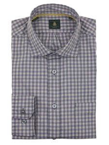 Robert Talbott Lilac Meyers Check Wide Spread Collar Trim Fit Dress Shirt TUM34021-11 - Spring 2015 Collection Dress Trim Shirts | Sam's Tailoring Fine Men's Clothing