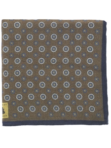 Robert Talbott Brown Medallion Print RT Pocket Square 10035-05 - Fall 2014 Collection Pocketsquares | Sam's Tailoring Fine Men's Clothing