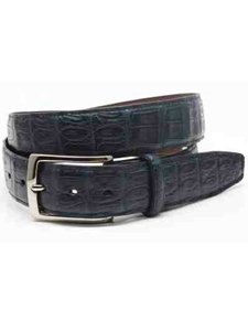 Torino Leather Navy South American Caiman Belt 50382 - Holiday 2014 Collection Exotic Belts | Sam's Tailoring Fine Men's Clothing