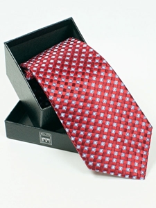 IKE Behar Red Silver Maroon Basket Weave Design Silk Tie SAMSTAILOR-5369 - Fall 2014 Collection Neckwear | Sam's Tailoring Fine Men's Clothing